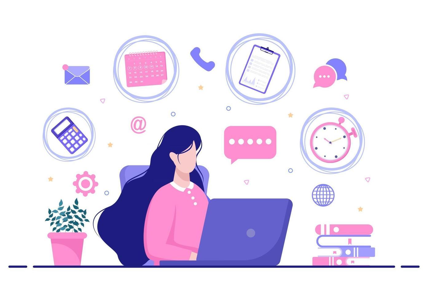 ilustración de mujer de negocios multitarea vector