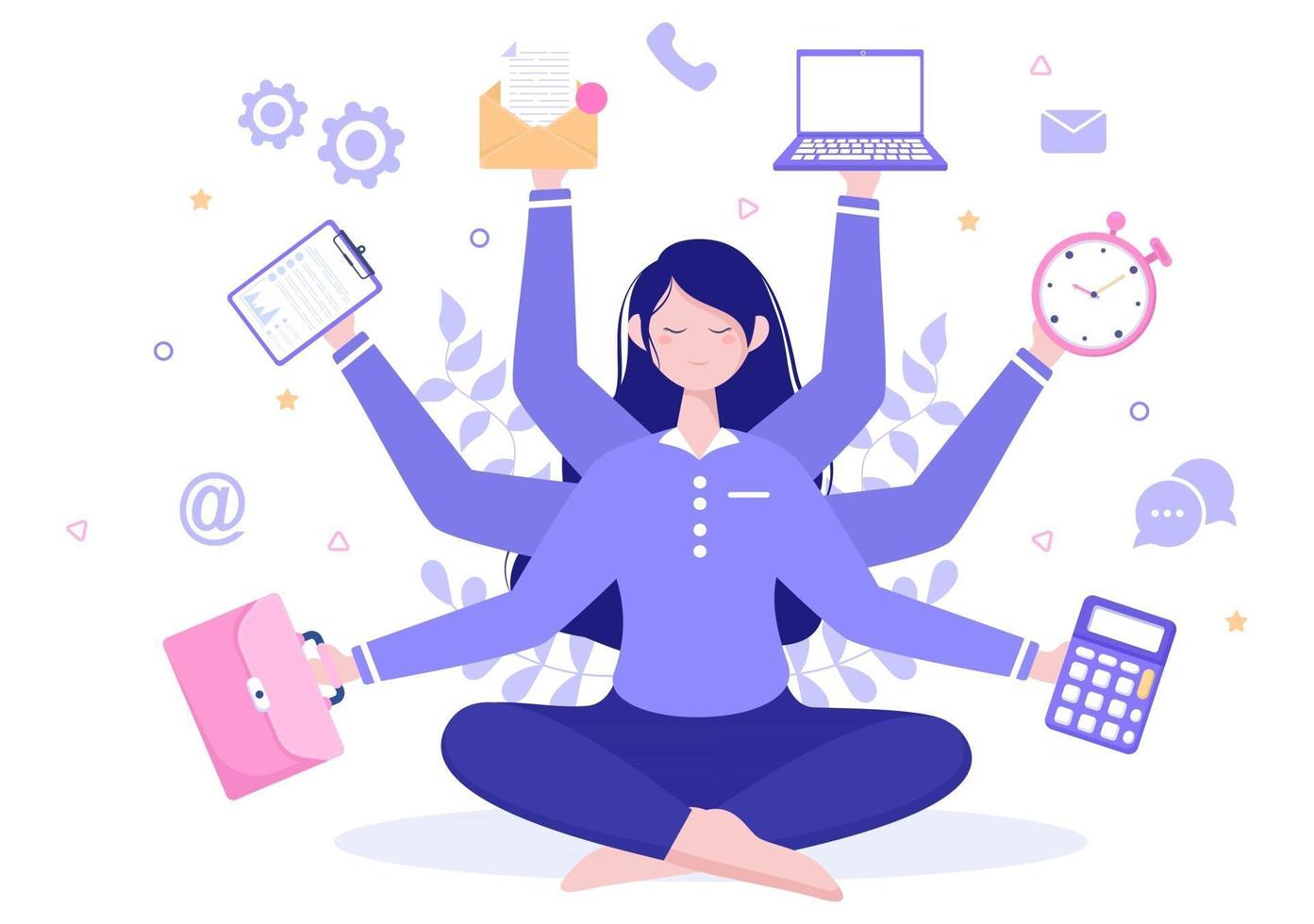 Multitasking Business Woman Illustration vector