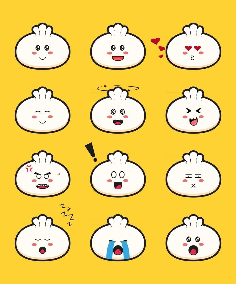 Set of cute dimsum cartoon vector icon illustration