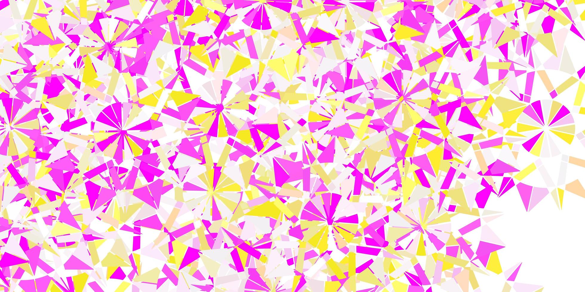 Light pink, yellow vector background with christmas snowflakes.