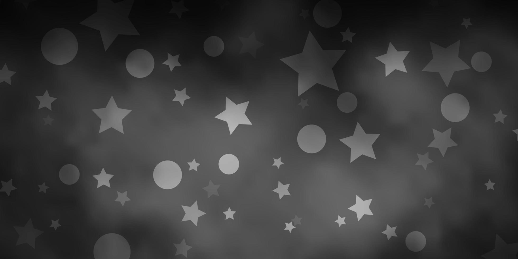 Telón de fondo de vector gris claro con círculos, estrellas.