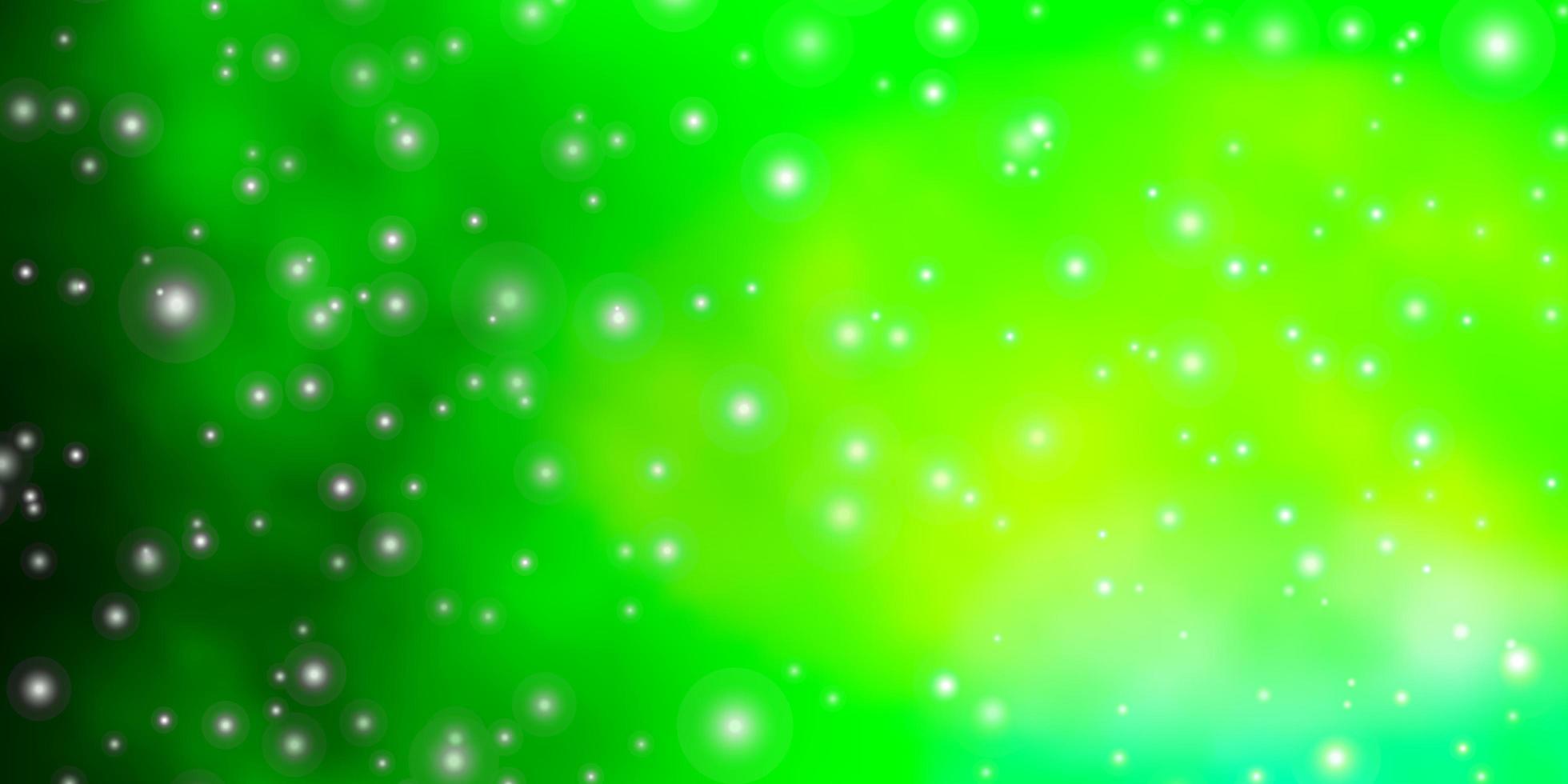 plantilla de vector verde claro con estrellas de neón.