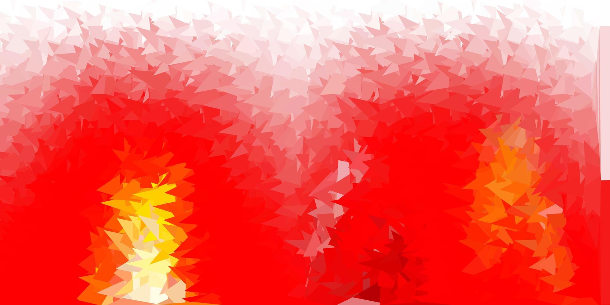 Light red, yellow vector abstract triangle backdrop.