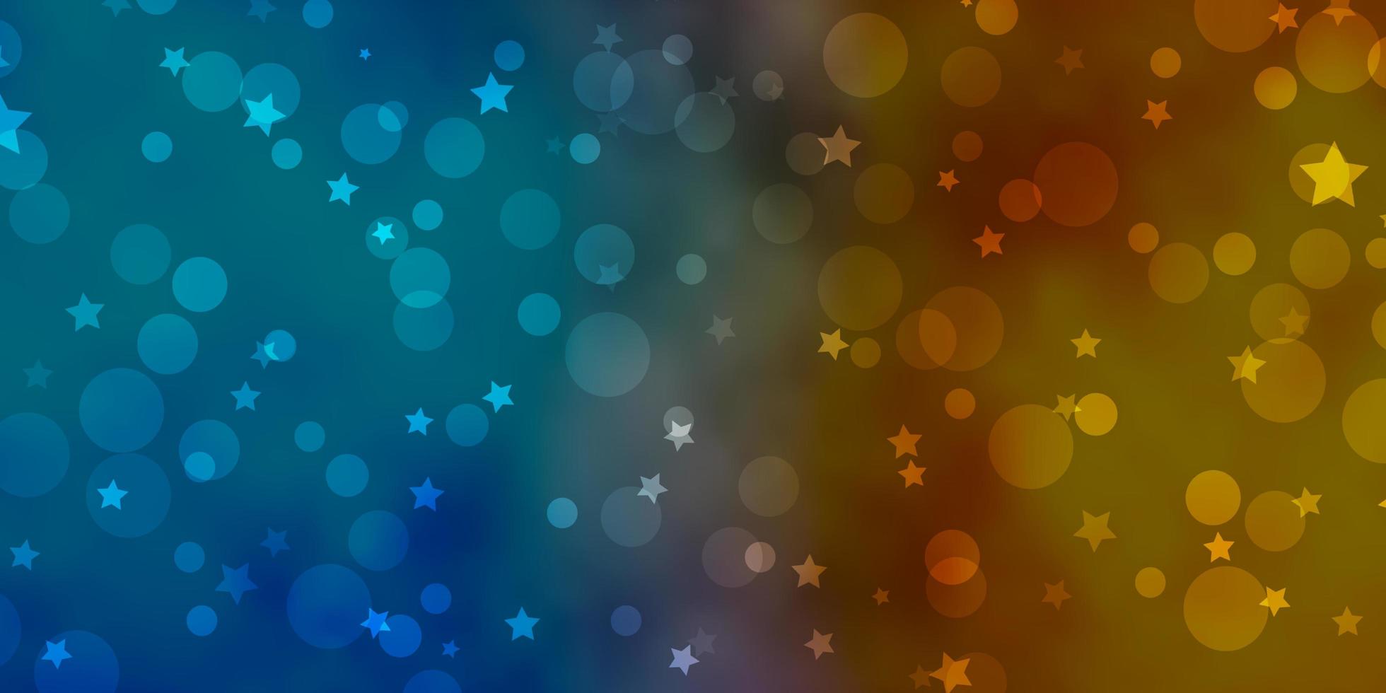 Light Blue, Yellow vector background with circles, stars.