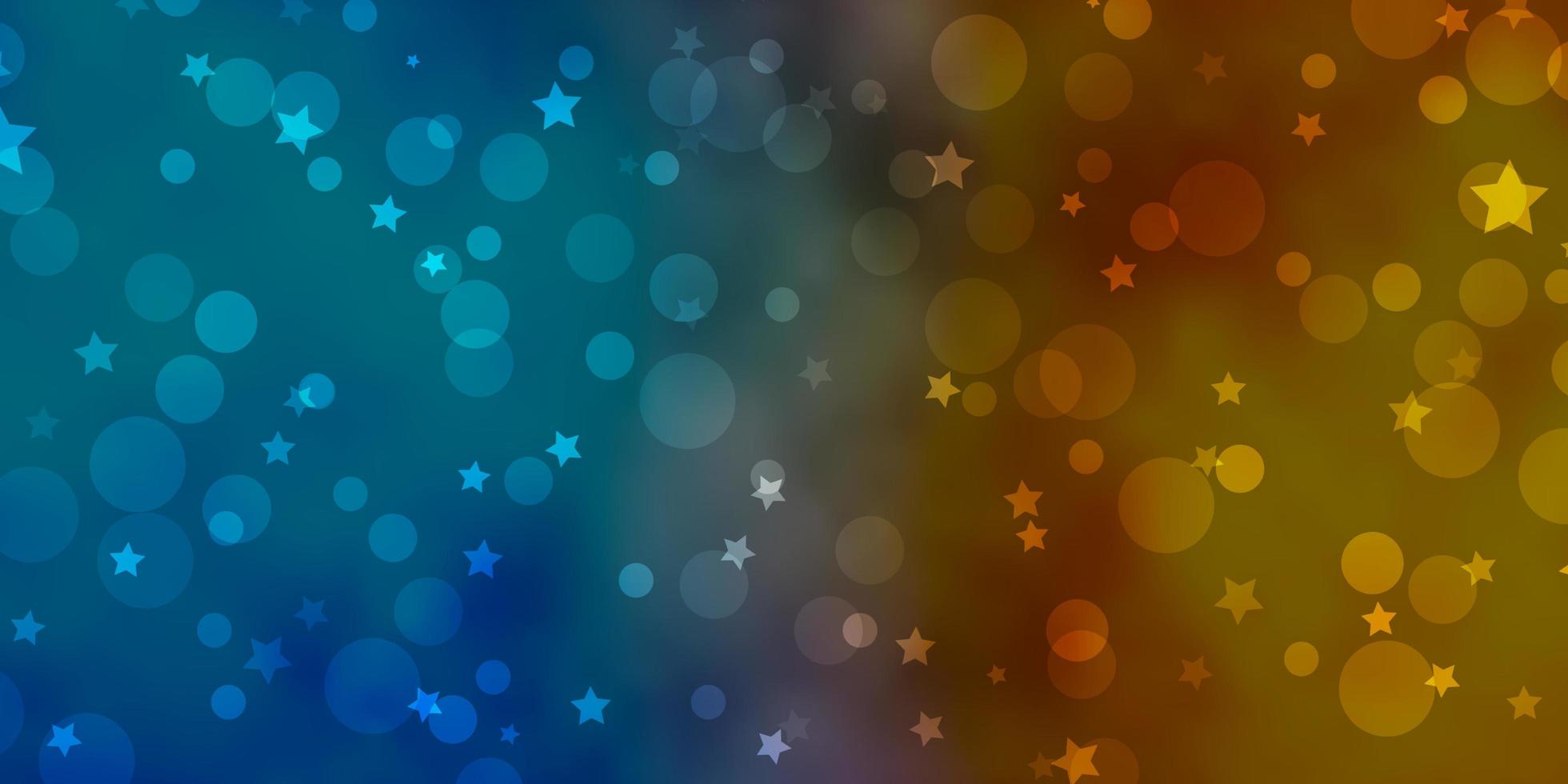 Light Blue, Yellow vector background with circles, stars.