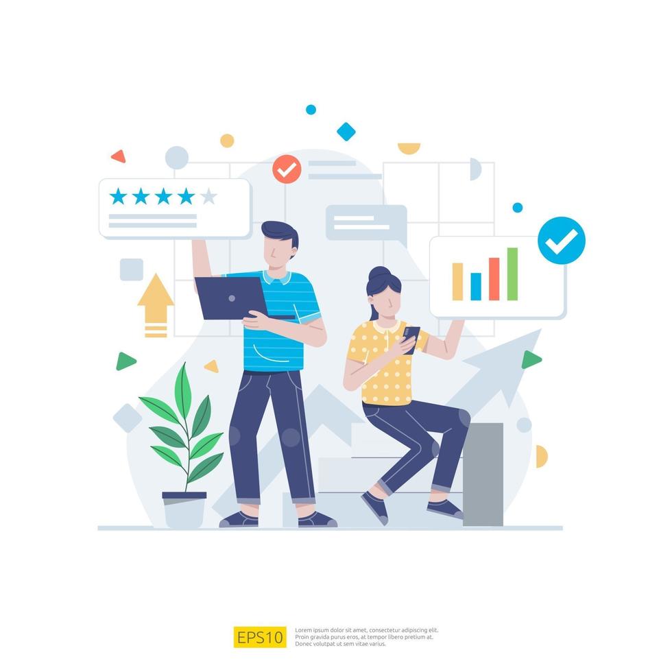 Startup employees teamwork. men and women scenes at office working and make some planning. Business concept illustration of brainstorming,  meeting, negotiation, talking to each other vector