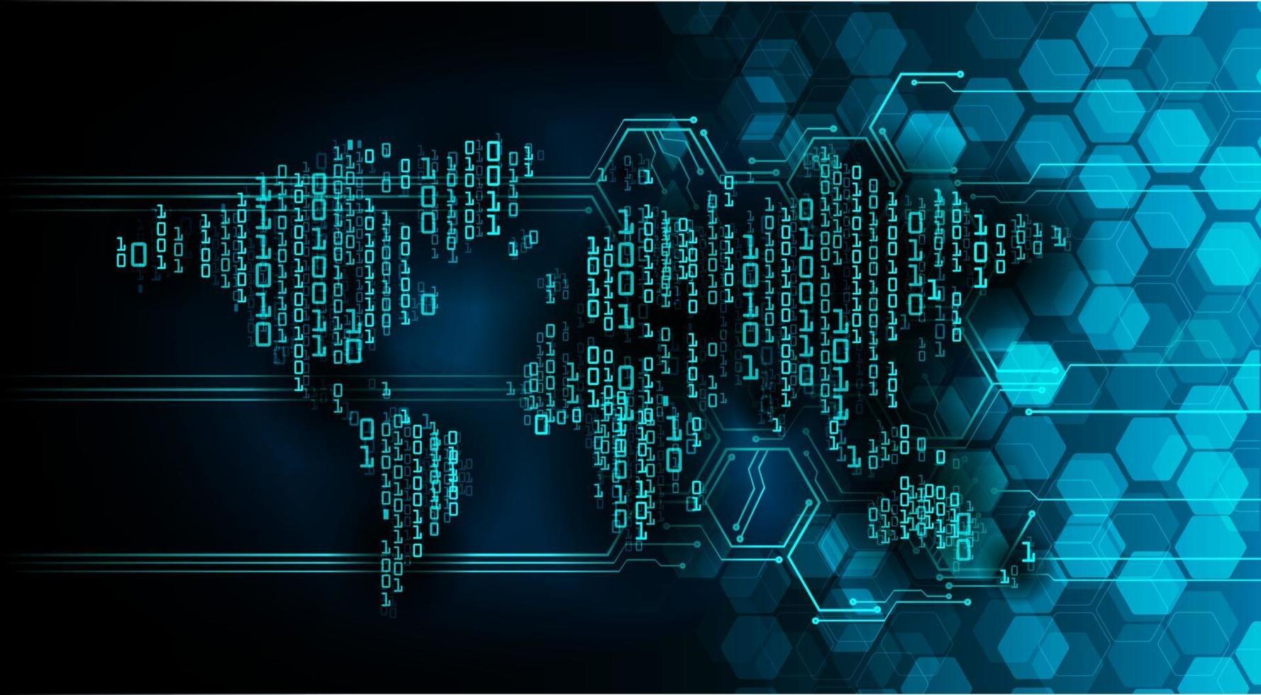 world binary circuit board future technology, blue hud cyber security concept background vector