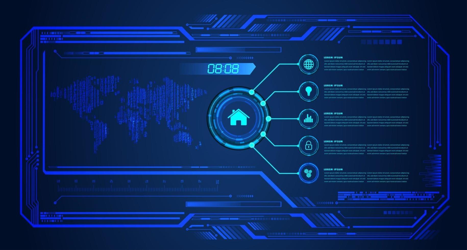 Fondo de concepto de tecnología futura de circuito cibernético de hud vector