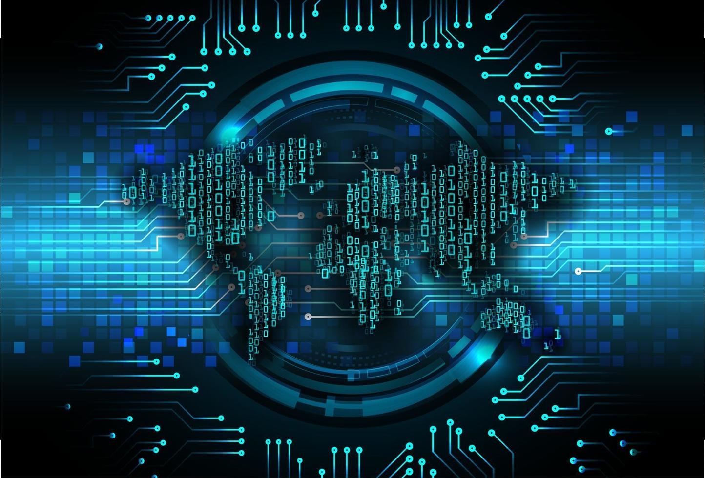 world binary circuit board future technology, blue hud cyber security concept background vector