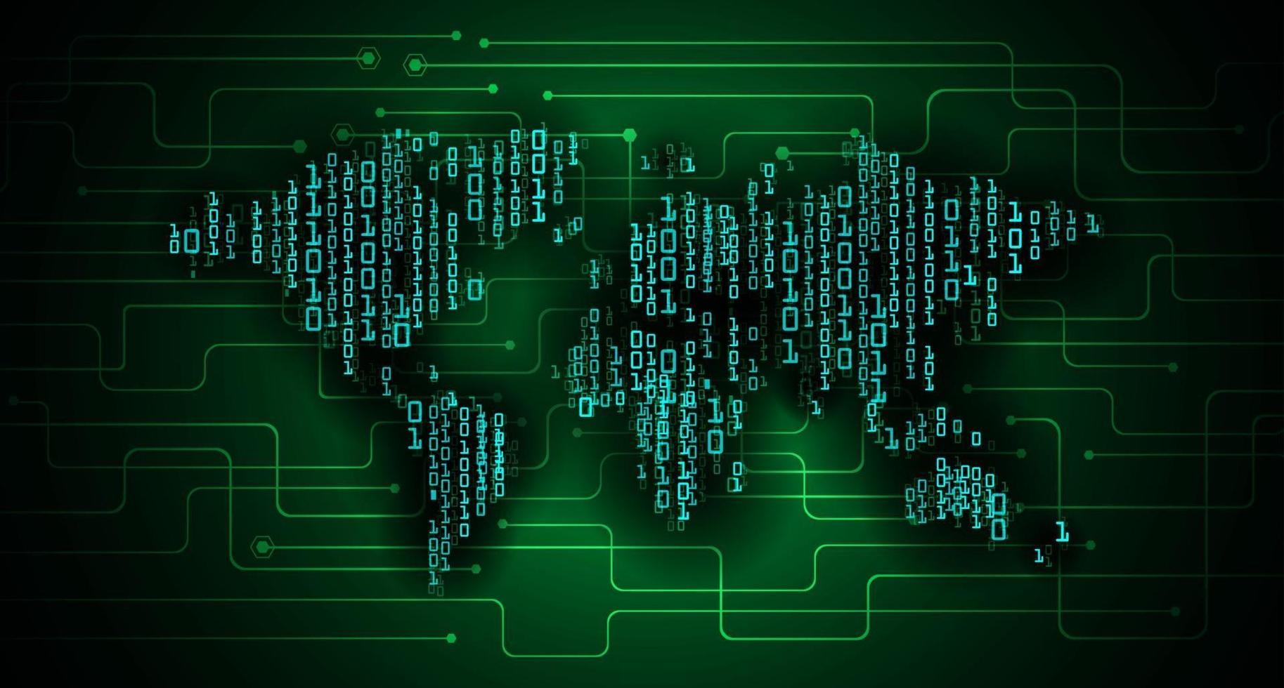 world binary circuit board future technology, blue hud cyber security concept background vector