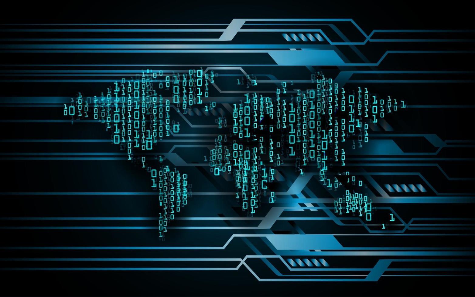 world binary circuit board future technology, blue hud cyber security concept background vector