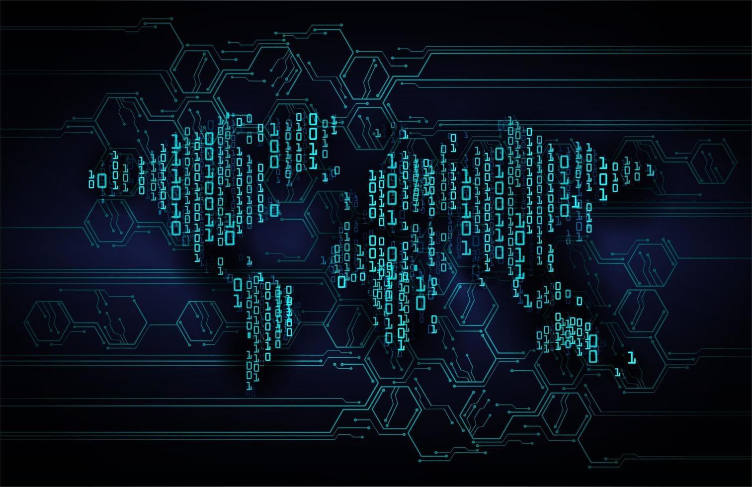 world binary circuit board future technology, blue hud cyber security concept background vector