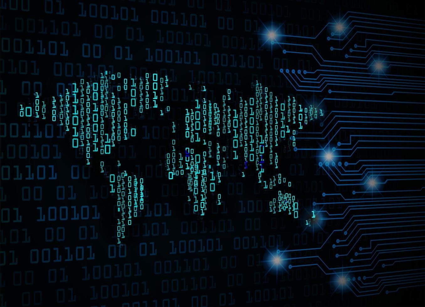 world binary circuit board future technology, blue hud cyber security concept background vector