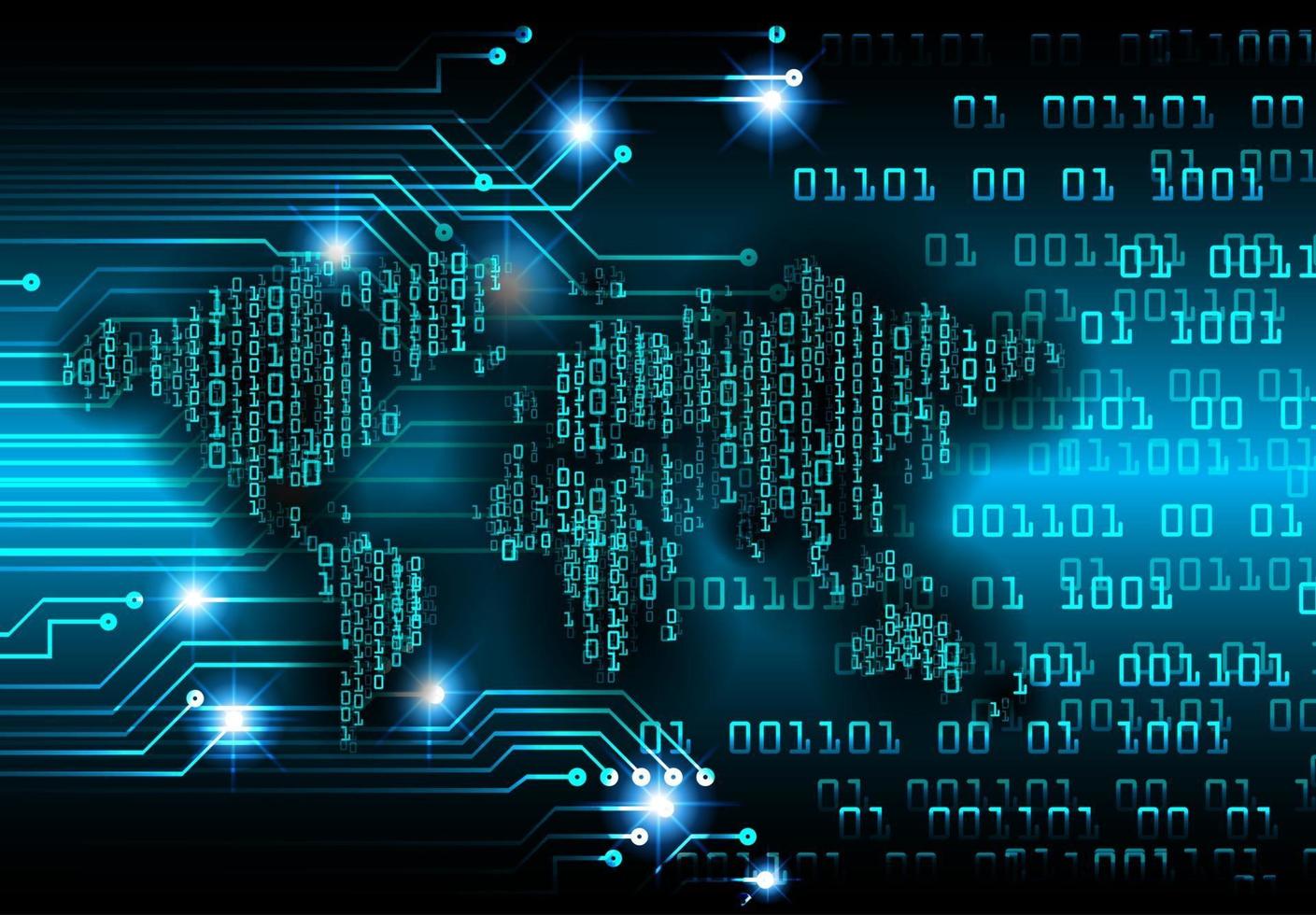 world binary circuit board future technology, blue hud cyber security concept background vector