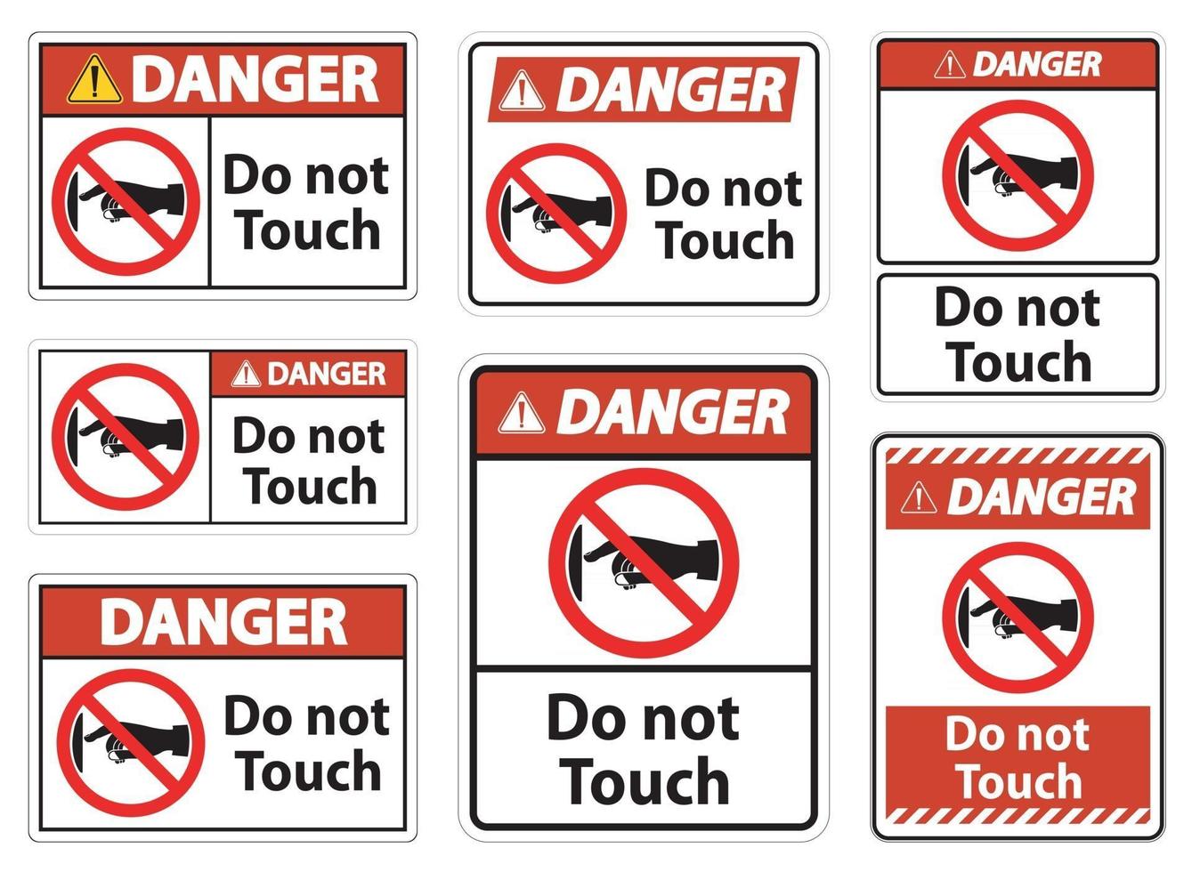 Danger do not touch sign label on transparent background vector