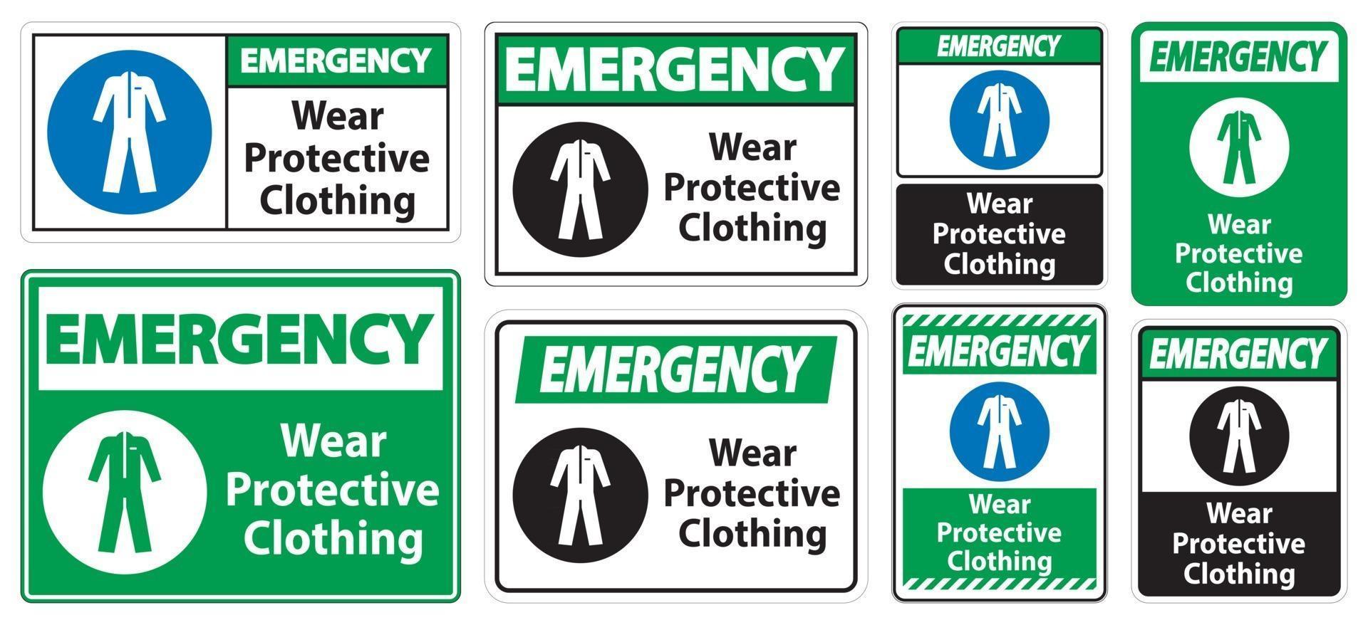 Emergency Wear protective clothing sign on white background vector