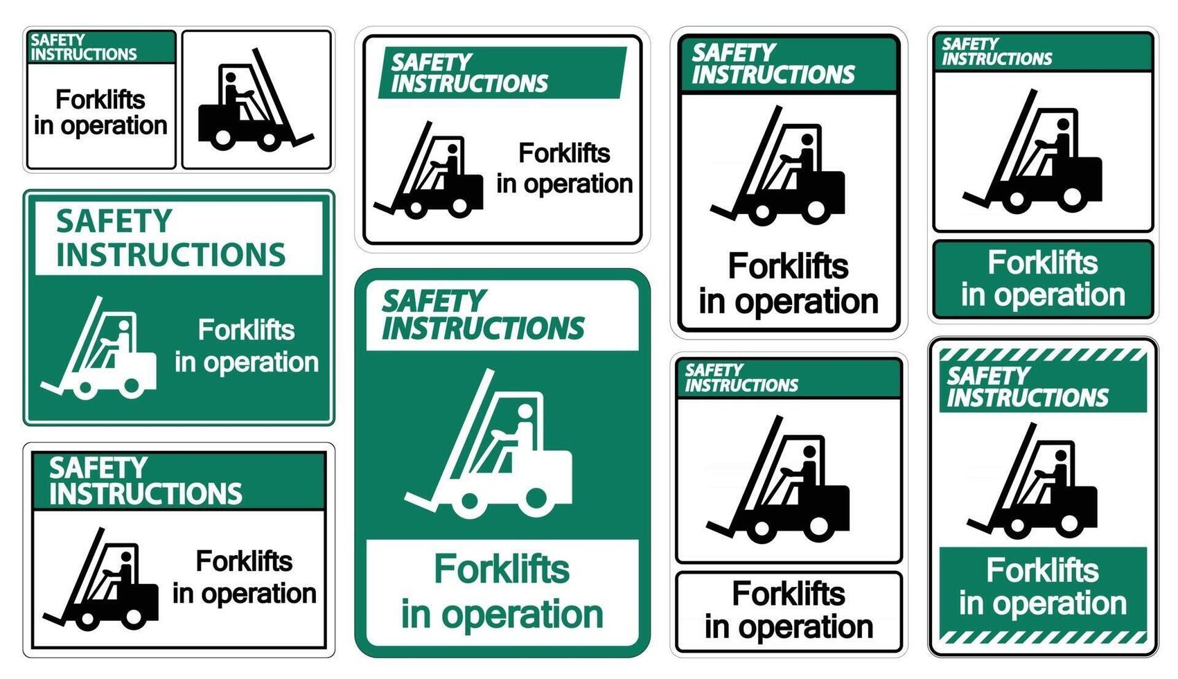 Instrucciones de seguridad carretillas elevadoras en operación símbolo signo aislar sobre fondo transparente, ilustración vectorial vector