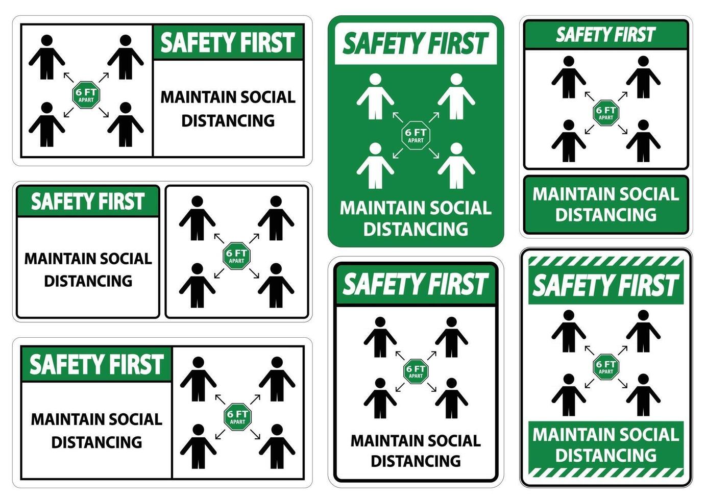 Safety First Maintain social distancing, stay 6ft apart sign,coronavirus COVID-19 Sign Isolate On White Background,Vector Illustration EPS.10 vector