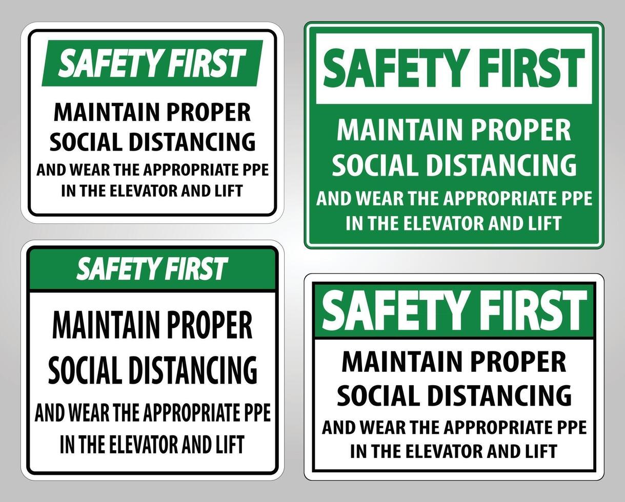 Safety First Maintain Proper Social Distancing Sign Isolate On White Background,Vector Illustration EPS.10 vector