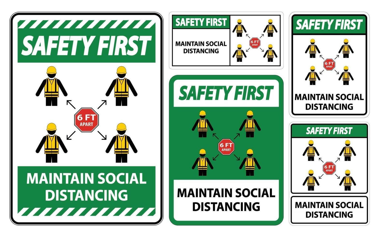 Safety First Maintain social distancing, stay 6ft apart sign,coronavirus COVID-19 Sign Isolate On White Background,Vector Illustration EPS.10 vector