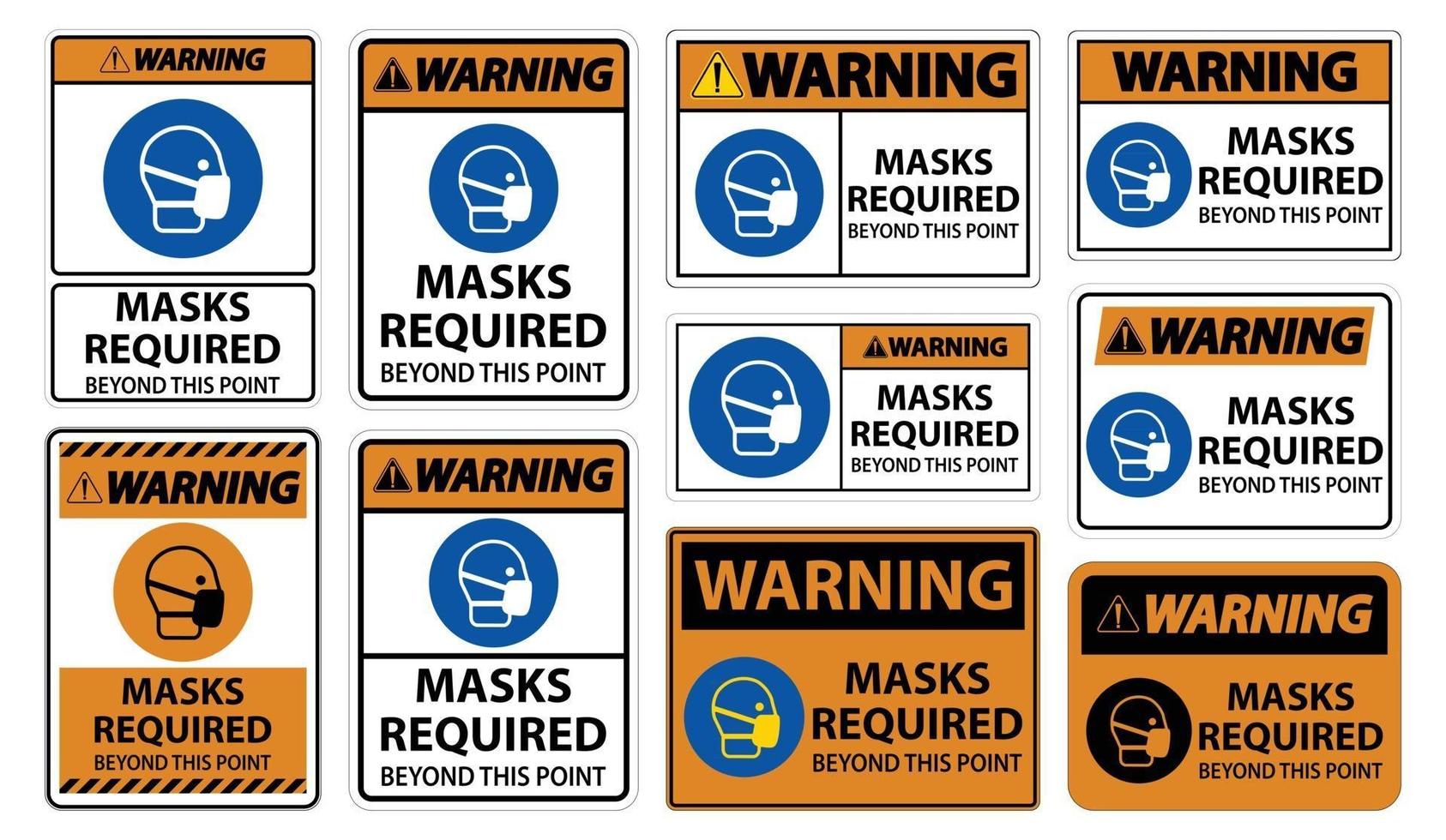 Warning Masks Required Beyond This Point Sign Isolate On White Background,Vector Illustration EPS.10 vector