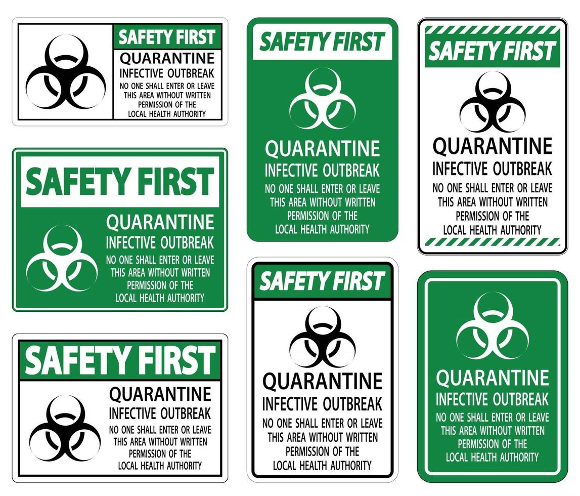 Safety First Quarantine Infective Outbreak Sign Isolate on transparent Background,Vector Illustration vector
