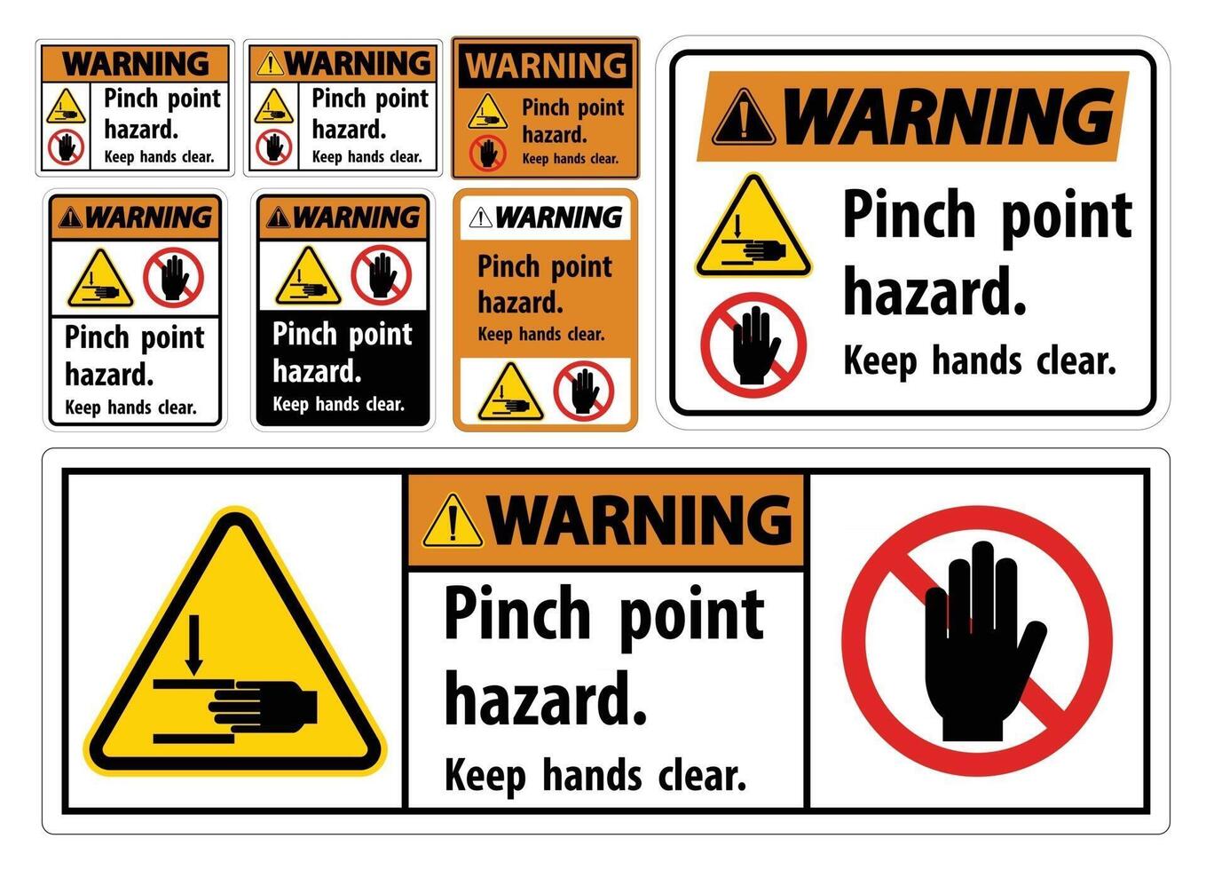 Warning Pinch Point Hazard,Keep Hands Clear Symbol Sign Isolate on White Background,Vector Illustration vector