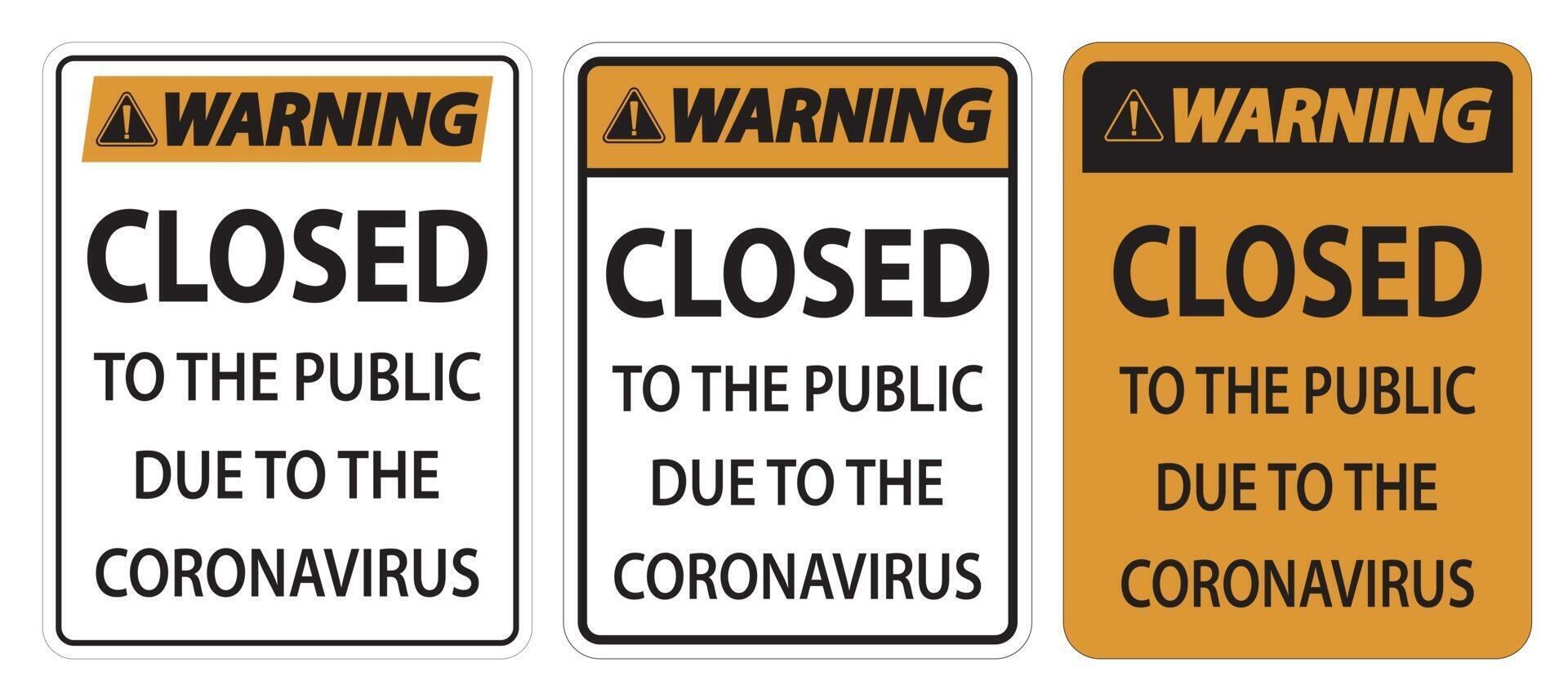 Warning Closed to public sign on white background vector