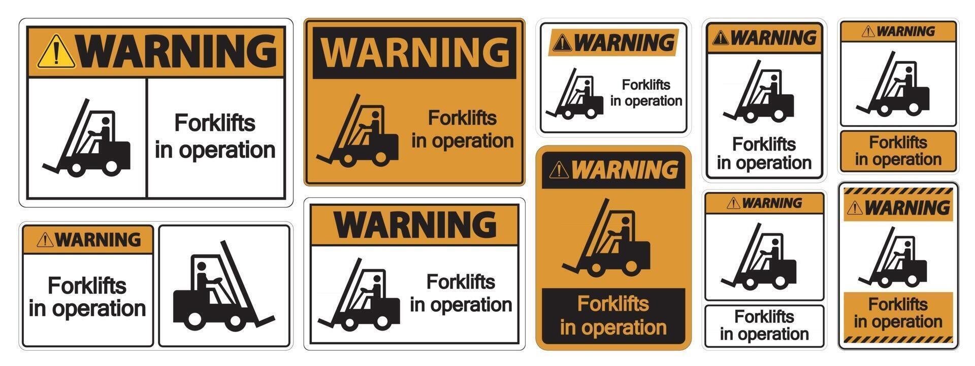 Warning forklifts in operation Symbol Sign Isolate on transparent Background,Vector Illustration vector