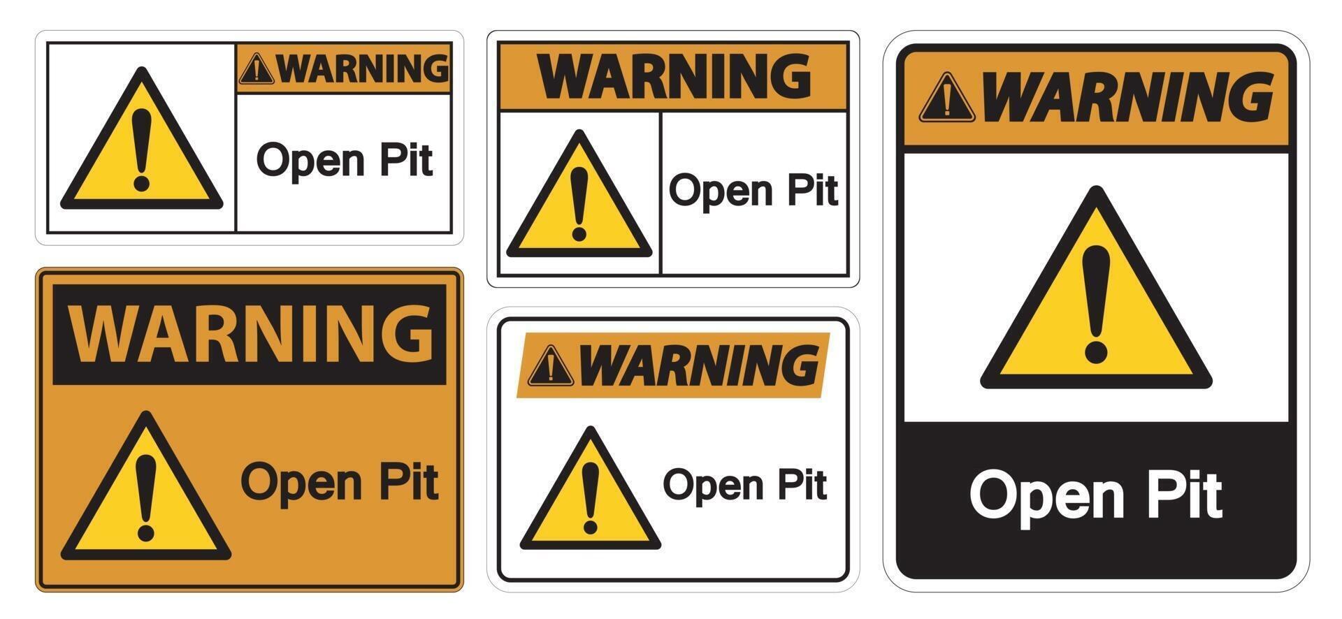 Warning Open Pit Sign Isolate On White Background,Vector Illustration EPS.10 vector