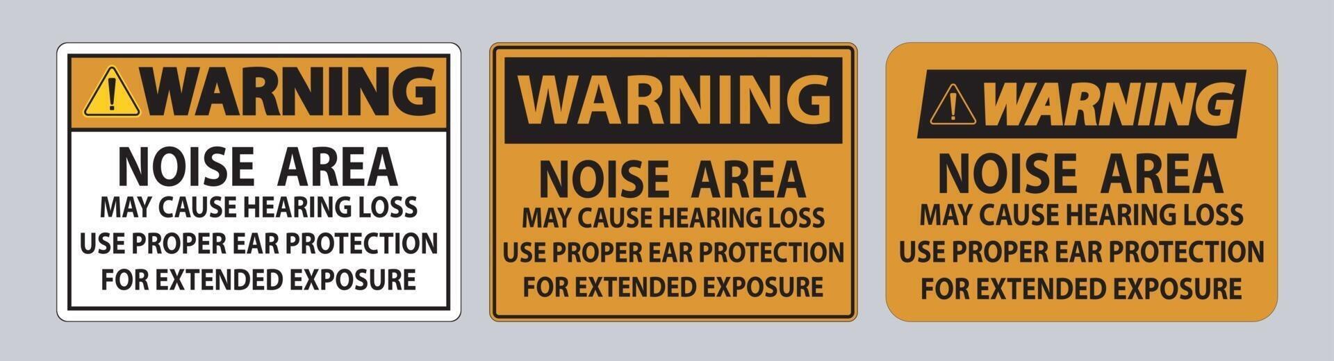 Warning PPE Sign, Noise Area May Cause Hearing Loss, Use Proper Ear Protection For Extended Exposure vector