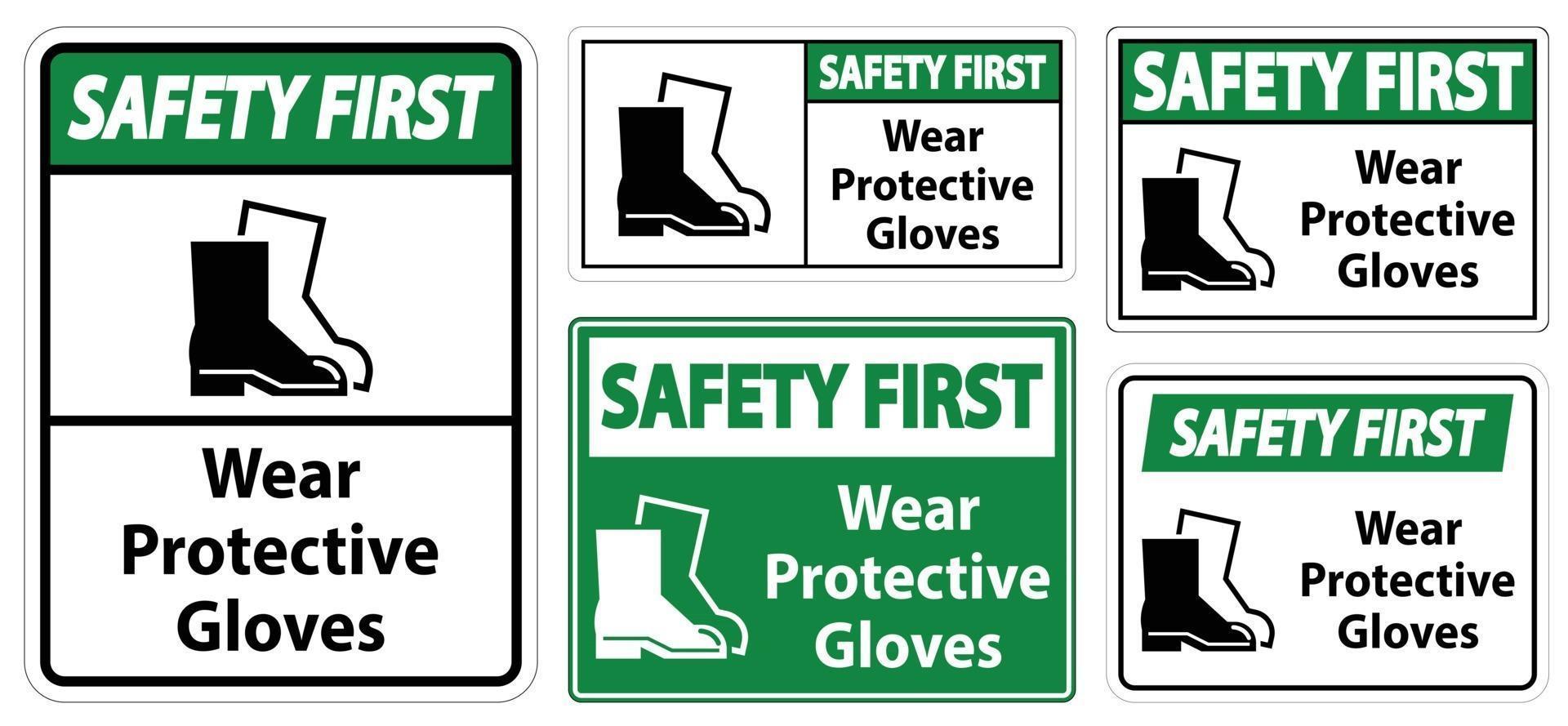 Safety First Wear protective footwear sign on transparent background vector