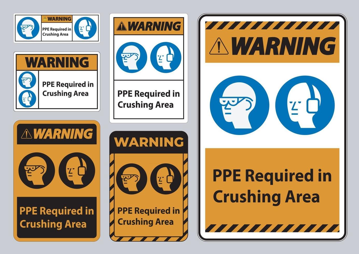 Warning Sign PPE Required In Crushing Area Isolate on White Background vector