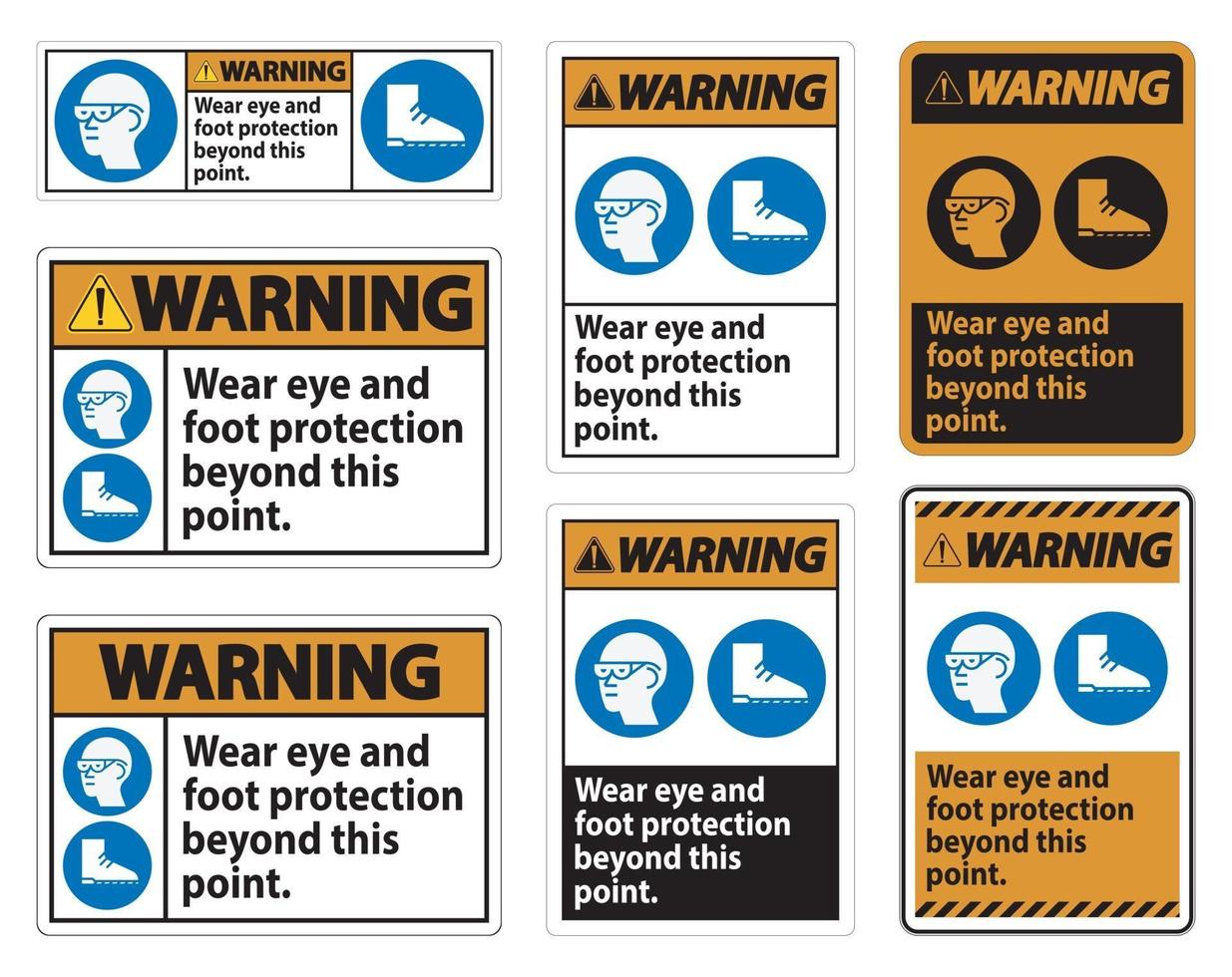 Warning Sign Wear Eye And Foot Protection Beyond This Point With PPE Symbols vector