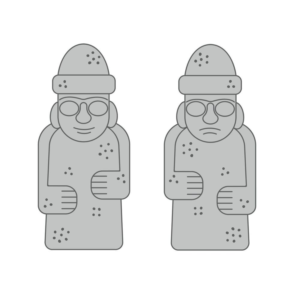 Dol hareubangs or tol harubangs icons. Famous rock statues from Jeju Island, South Korea vector