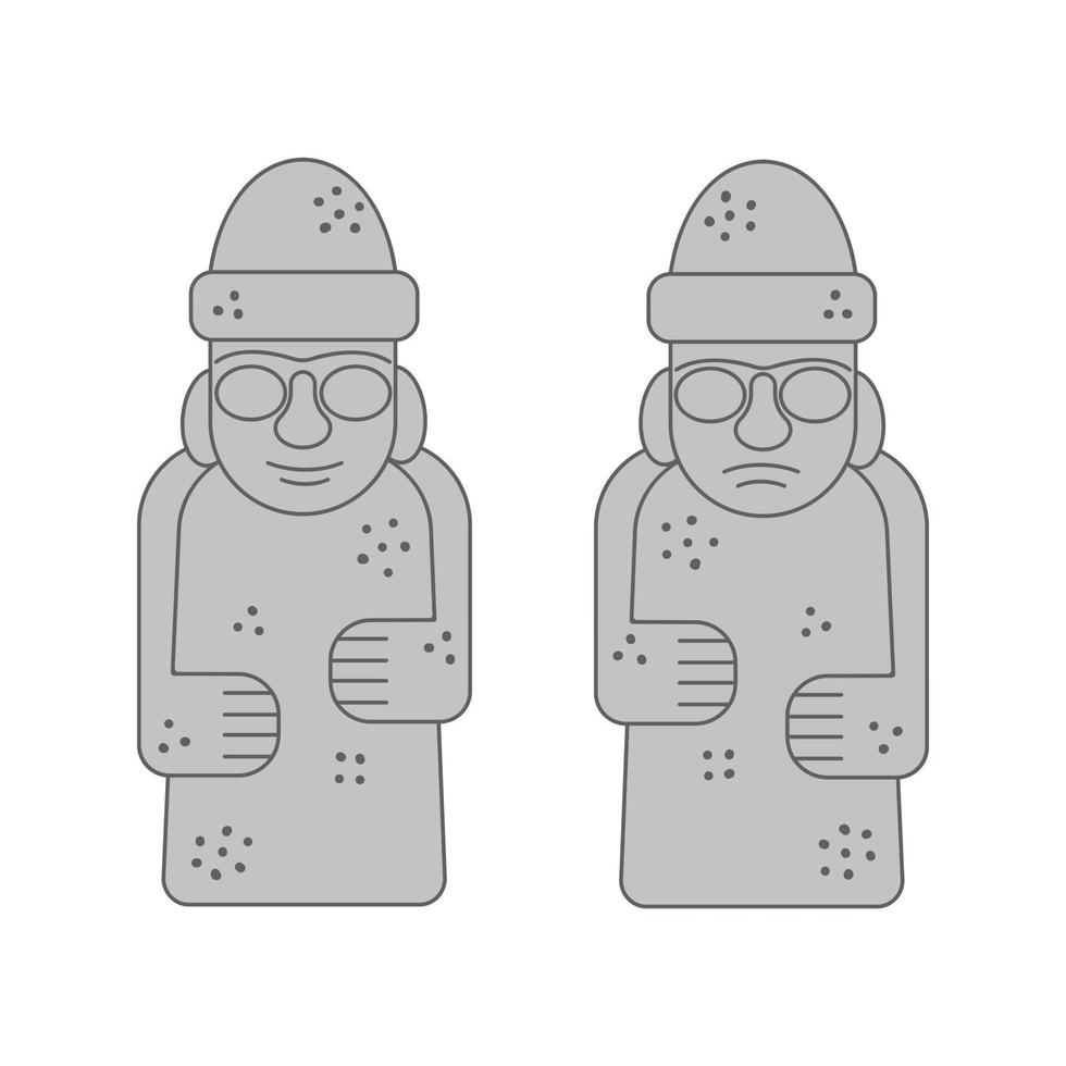 dol hareubangs o tol harubangs iconos. famosas estatuas de roca de la isla de jeju, corea del sur vector