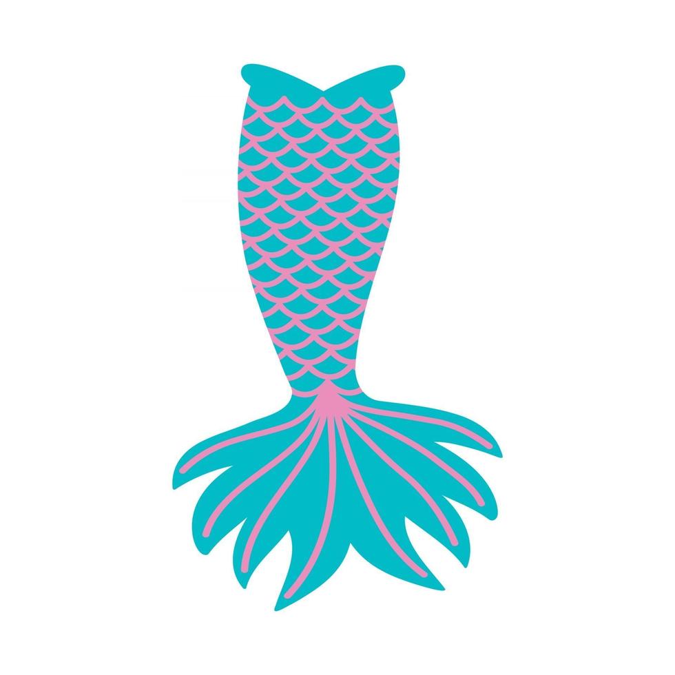 Cute mermaid tail isolated on white background. Props for girls party, greeting card or t-shirt print vector