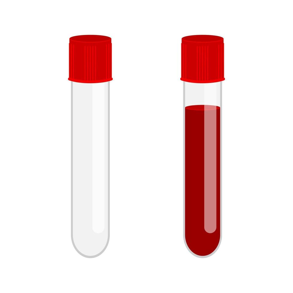 Glass Test Tube Empty And Full With Blood Sample Isolated On White ...