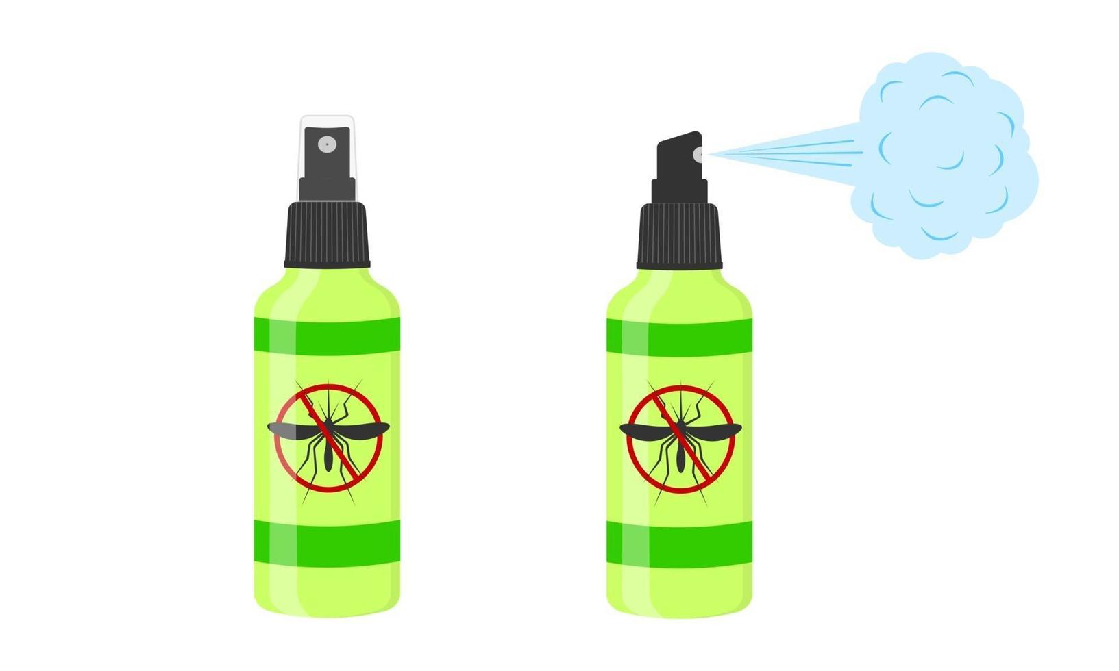 Mosquito spray icons. Repellent insect bottles with anti gnat sign vector