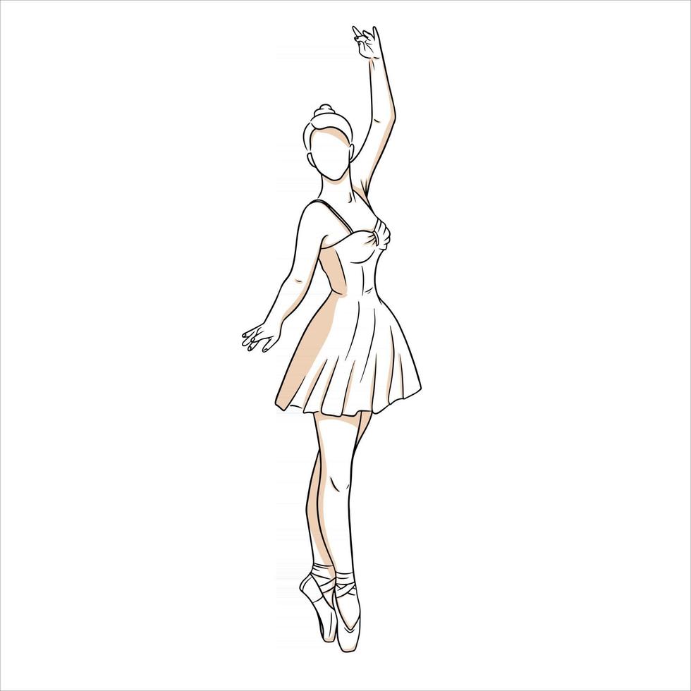 bailarina en vestido y zapatos de punta. estilo de línea. bailarín. vector