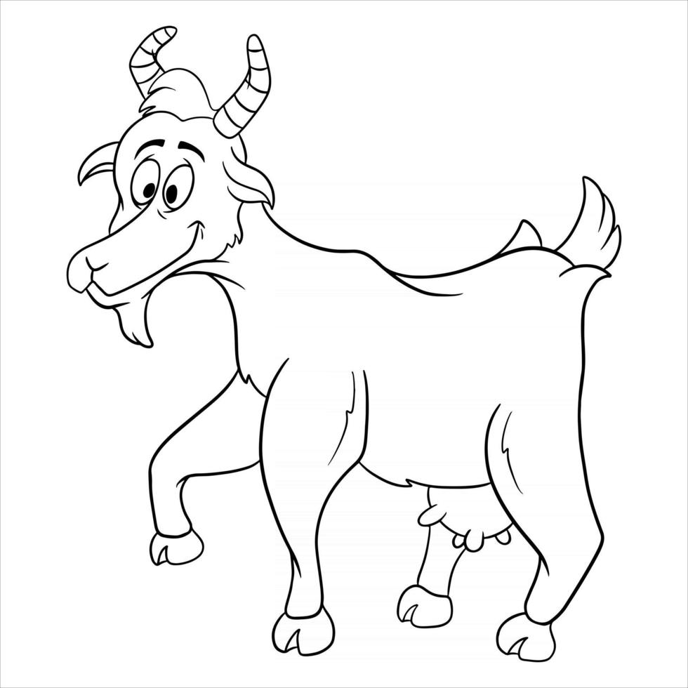 Animal character funny goat in line style coloring book vector