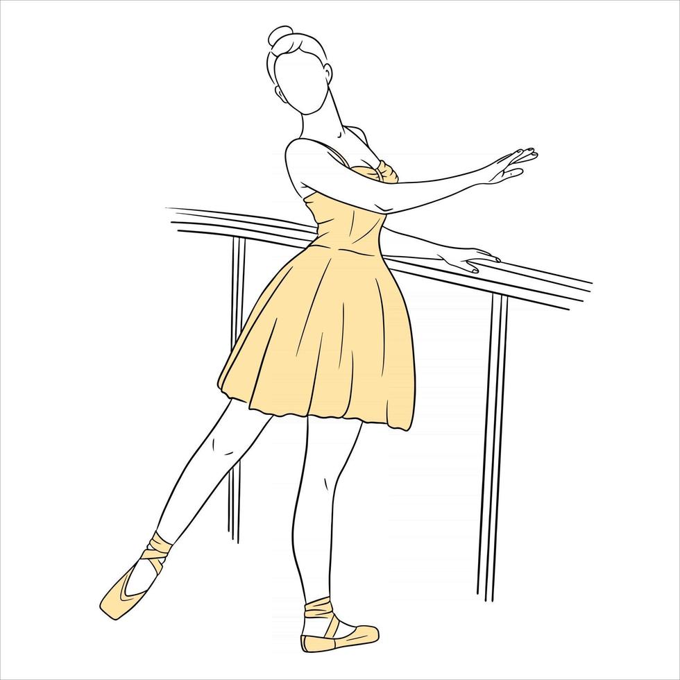 bailarina en vestido y zapatos de punta. estilo de línea. bailarín. vector