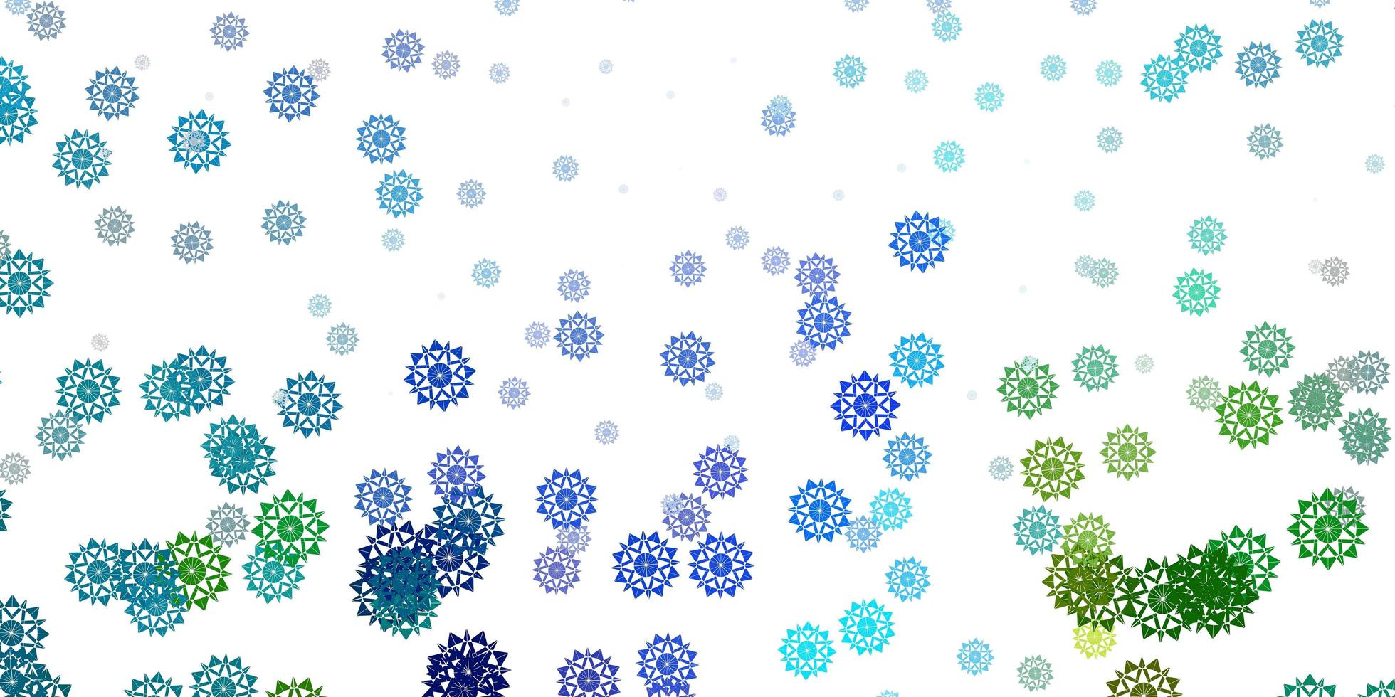 Light blue, green vector texture with bright snowflakes.