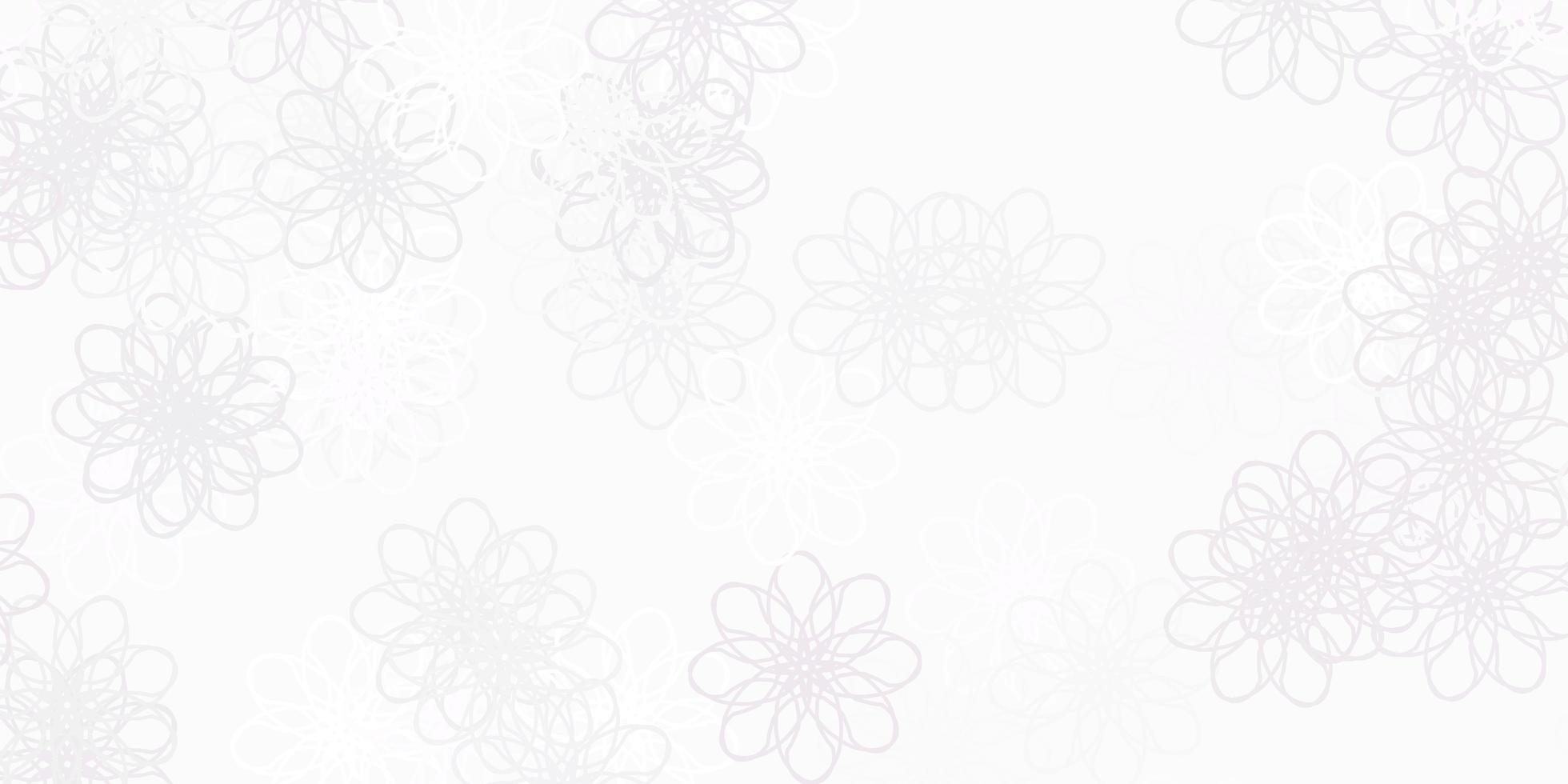 Light Purple vector doodle template with flowers.