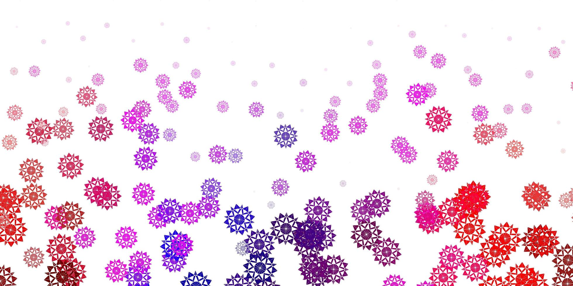 Light pink, red vector pattern with colored snowflakes.