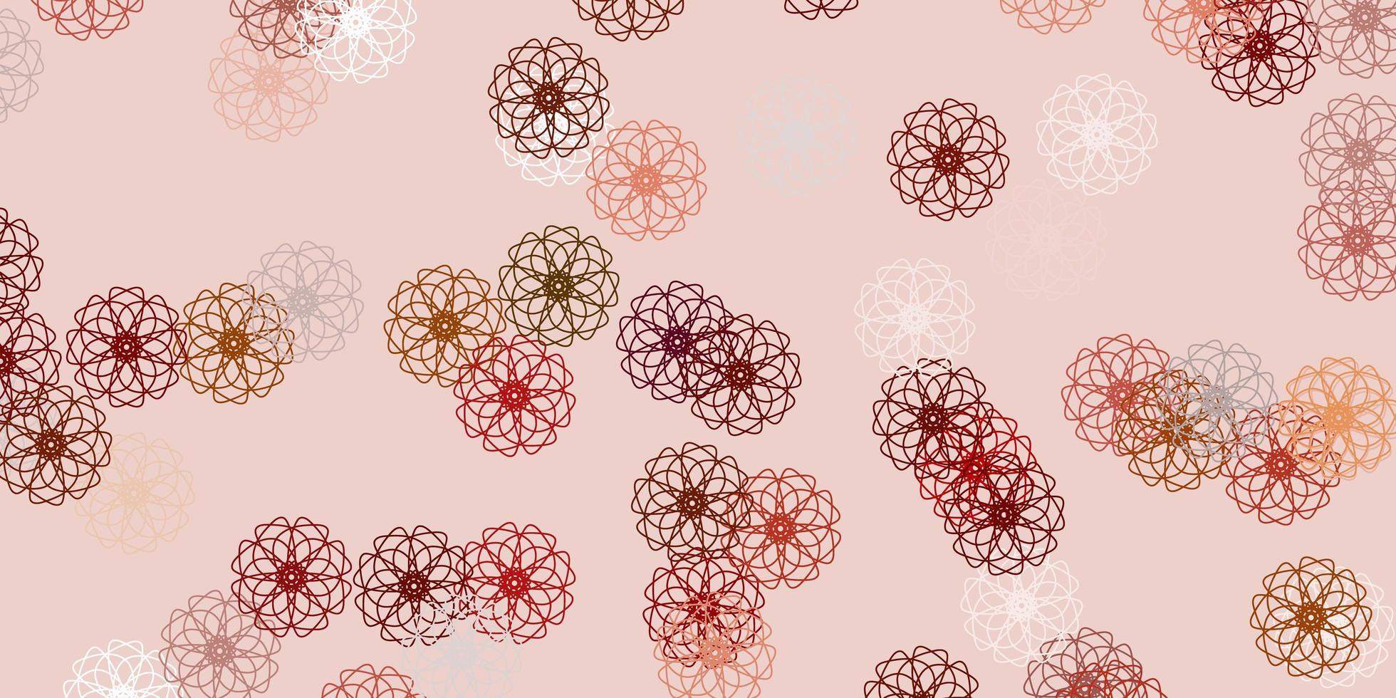 Light orange vector doodle template with flowers.