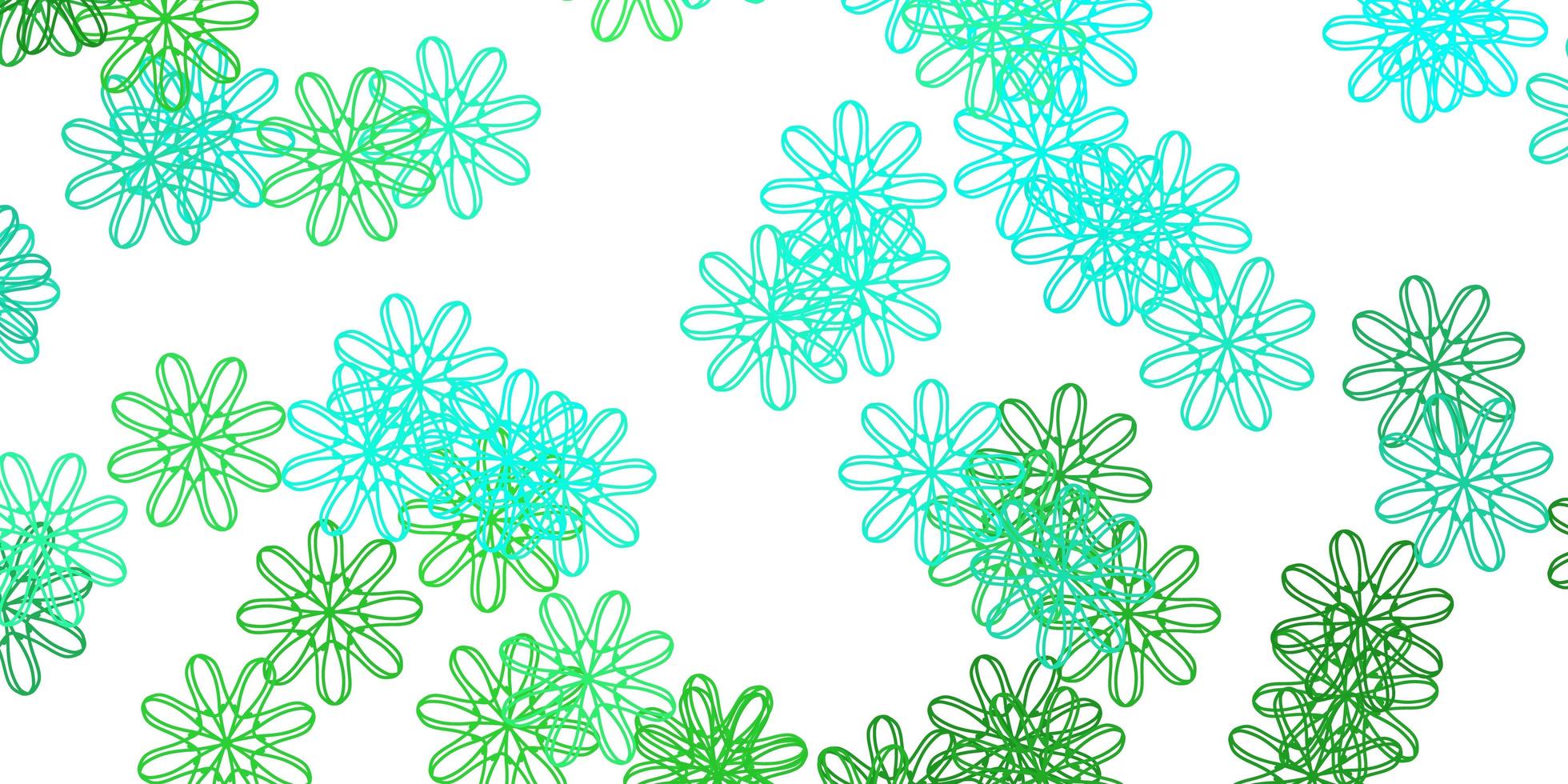 Light Green vector doodle background with flowers.