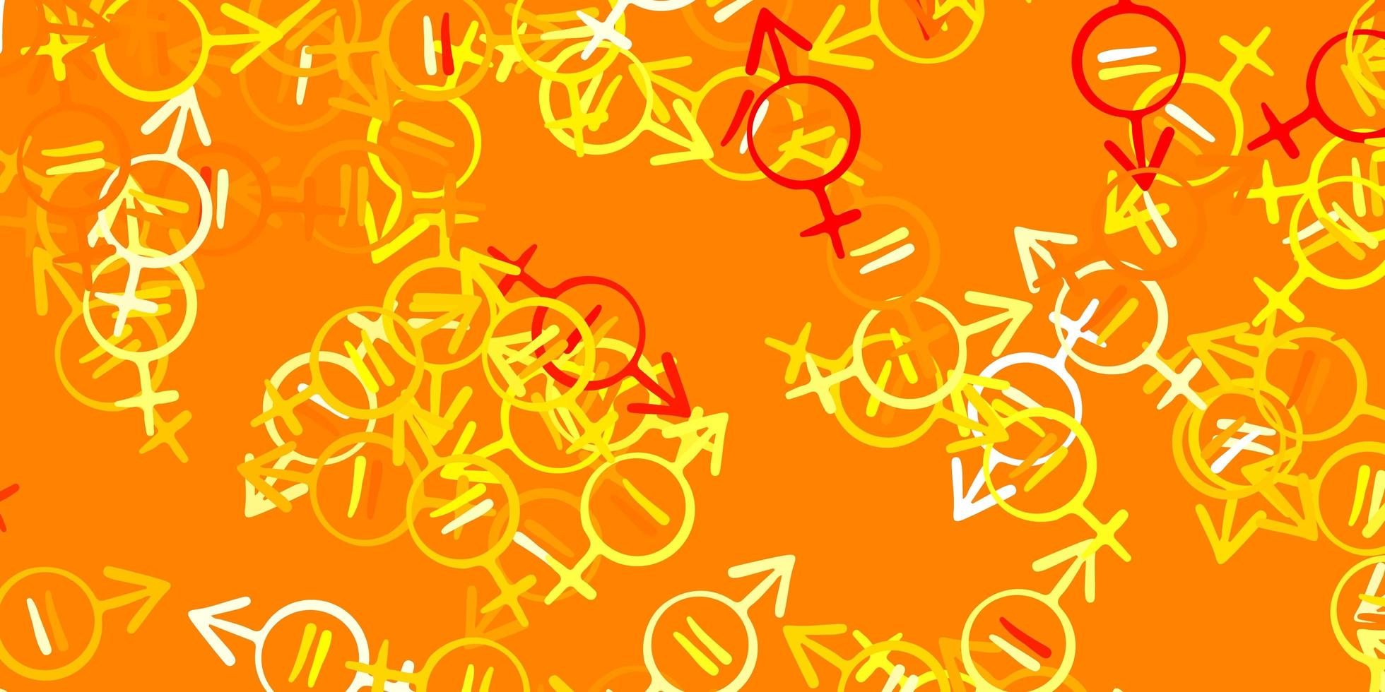 Light Orange vector texture with women's rights symbols.