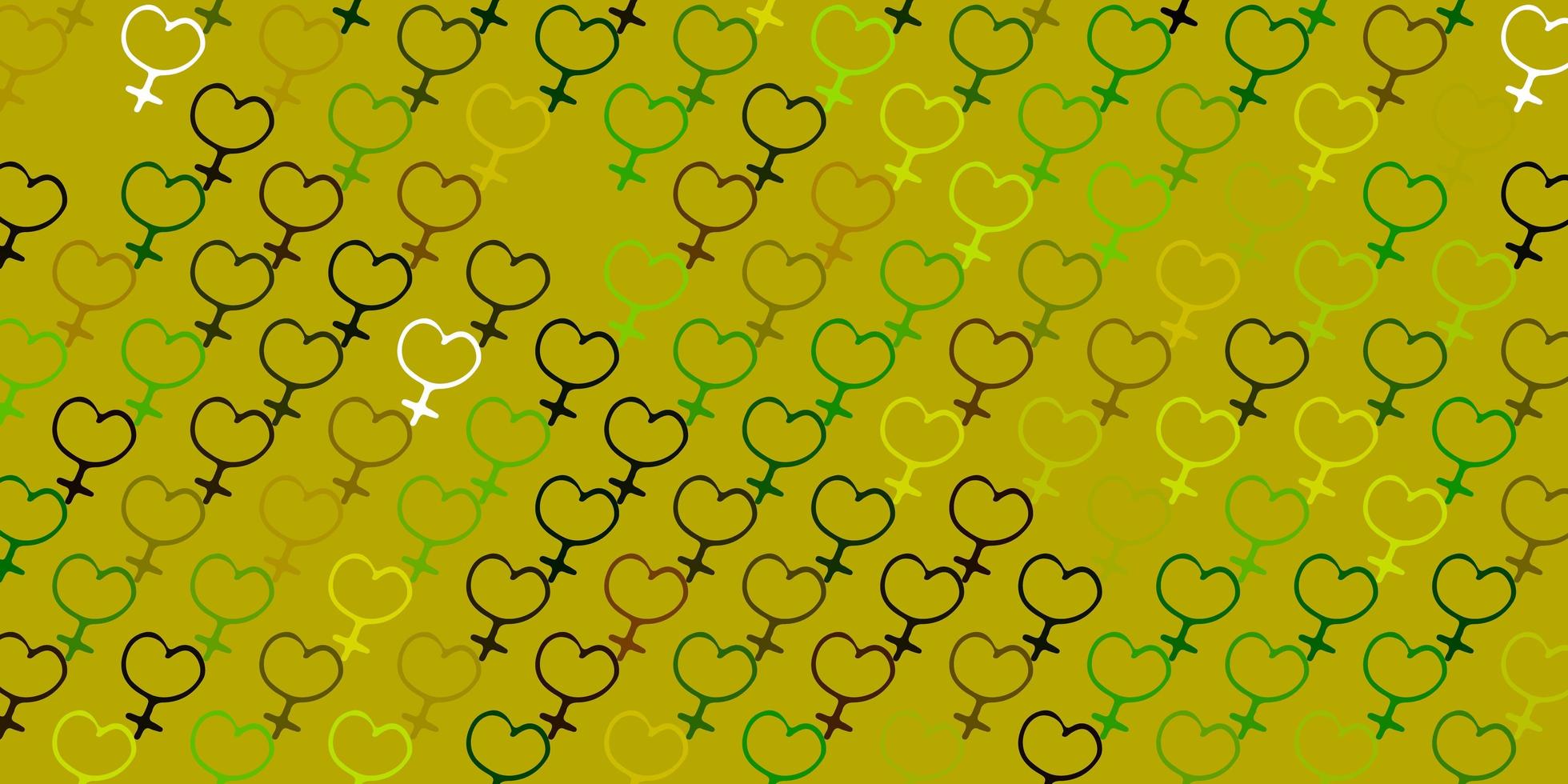 Light Green, Yellow vector texture with women's rights symbols.