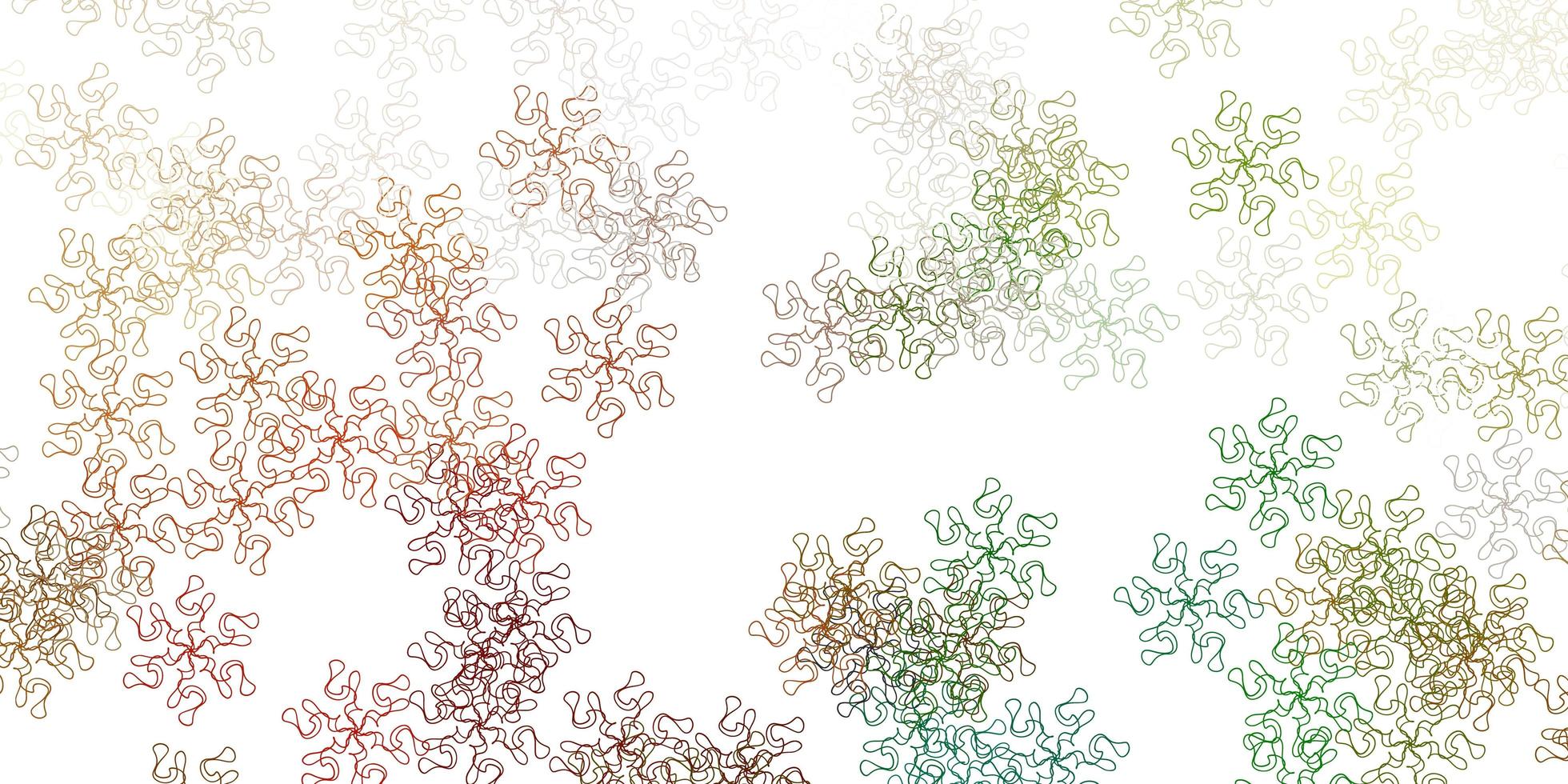 Light green, yellow vector doodle background with flowers.